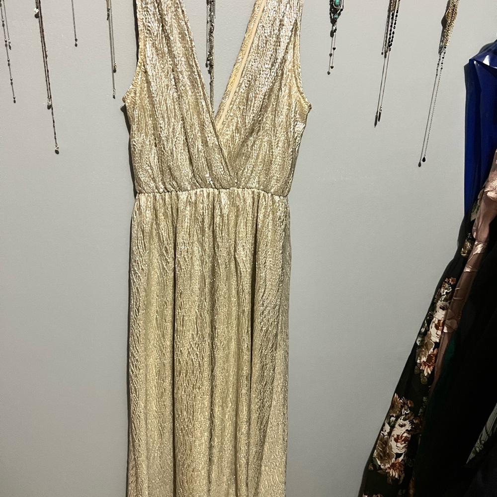 Lulus gold shimmer maxi dress